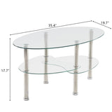 ZUN Dual Fishtail Style Tempered Glass Coffee Table clear 40751609