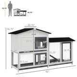 ZUN 62" Rabbit Hutch, Wooden Bunny Hutch, Guinea Pig Cage, Small Animal Enclosure with Run Area, 32469673