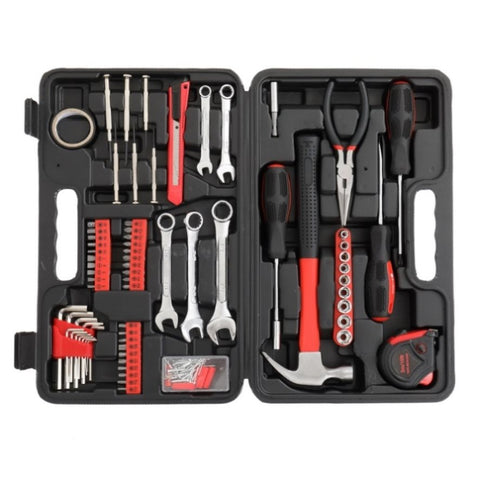 ZUN 148pcs Iron Household Tool Set Red 08695817