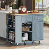 Kitchen Island with Power Outlet,Kitchen Storage Island with Drop Leaf Rubber Wood,Open Storage WF305556AAG