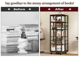 5 Tiers Rotating Bookshelf, Corner, 360 Display Wood Spinning Bookshelves, Floor Standing W2641P399191