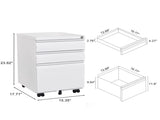 3-Drawer Mobile Filing Cabinet with Lock, Office Storage Filing Cabinet 75097504