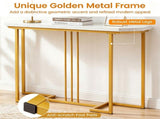 44in Modern Console Sofa Table, Waterproof Scratch-Resistant Top, Sturdy Metal Frame with Anti-Slip 89525012