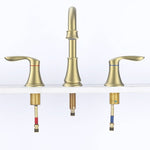 ZUN 2-Handle 8 inch Widespread Bathroom Sink Faucet Brushed Gold Lavatory Faucet 3 Hole 360&deg; Swivel 85777816
