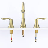 2-Handle 8 inch Widespread Bathroom Sink Faucet Brushed Gold Lavatory Faucet 3 Hole 360&deg Swivel T3177P277513