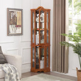 Curio Lighted Glass Display Curio w/Tempered Glass Doors and Shelves, Crown Corner W2275P178902