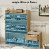 47.2" Shoe Storage Cabinet Rattan Shoe Storage Organizer With 2 Flip Drawers, a Storage Drawer and a N719P228419D