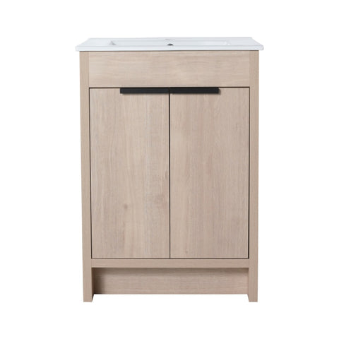 ZUN 24" Freestanding Bathroom Vanity with 2 Soft-Close Cabinet Doors ,Only Vanity without W99972838