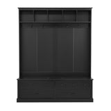 ON-TREND Elegant Wide Hall Tree with 5 Hooks, Versatile Entryway Lift Top Storage Bench with 2 N721P234409B