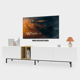 ZUN [Video] TV Console with Big Storage Cabinets, Modern TV Stand with Yellow and Ivory Contrasting W1701P149170