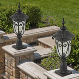 1-pack Vintage Black Outdoor Post Lantern - Waterproof Aluminum Lamp Post Light with Bubble Glass, W1340P239409