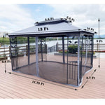 ZUN 13x10 Outdoor Patio Gazebo Canopy Tent With Ventilated Double Roof And Mosquito net W41942174