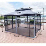 ZUN 13x10 Outdoor Patio Gazebo Canopy Tent With Ventilated Double Roof And Mosquito net W41942174