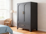 60" Tall Metal Wardrobe Cabinet with 1 Drawer and Hanging Rod, 2 Doors Wardrobe Closet with Shelf 12107111