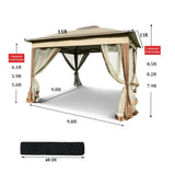 ZUN Outdoor 11x 11Ft Pop Up Gazebo Canopy With Removable Zipper Netting,2-Tier Soft Top Event W41932833