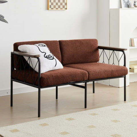 ZUN Cpintltr 47” W Futon Sofa Couch Modern Loveseat Sleeper Sofa Bed with Sturdy Metal Frame Teddy 46575361