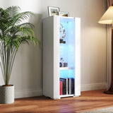 Storage Cabinets with aluminum strip lamp,with Glass Shelves, for Living Room/Bedroom/Office W331P251042