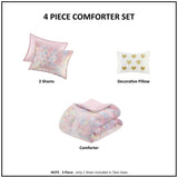 Metallic Printed Plush Comforter Set with Throw Pillow Full/Queen B035P294499