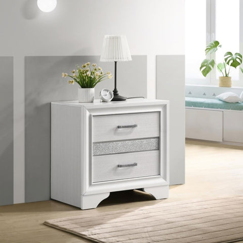 ZUN White 2-drawer Nightstand with Hidden Jewelry Tray B062P145596