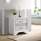 White 2-drawer Nightstand with Hidden Jewelry Tray B062P145596