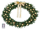 60in Pre-lit Christmas Wreath, Lighted Artificial Xmas Wreath with 220 Warm White Lights and 600 PVC 56857575