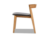 Raven 20.5" Stacking Sculpted Oak Wood Dining Chair, Warm Natural Brown & Black Faux Leather B2719P238276
