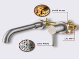 Wall Mount Faucet for Bathroom Sink or Bathtub, Single Handle 2 Holes Brass Rough-in Valve Included, T3177P269103