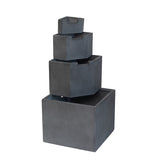 ZUN 19.7x19.7x41.7" Gray Cement 4 Tier Block Water Fountain Outdoor W2078P178867