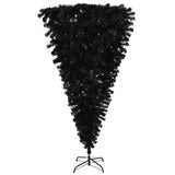 6 FT Pre-lit Upside Down Artificial Christmas Tree, Black Halloween Tree with 250 Purple Lights 38631116