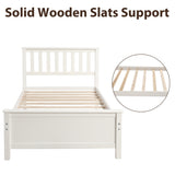 Twin Size Wood Platform Bed with Headboard,Footboard and Wood Slat Support, White WF191769AAK