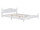 Queen Size Wood Platform Bed Frame,Retro Style Platform Bed with Wooden Slat Support,White WF310132AAK