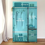 Acacia Wood Garment Racks with Shelves 2 Wicker Drawers and 4 Hooks Heavy Duty Closet Organizer for W2391P289978