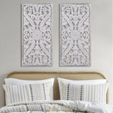 Distressed Carved Wood 2-piece Wall Decor Set B03598786