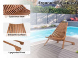 Wood Folding Chair for Outdoor, Low Profile Acacia Wood Lounge Chair for Balcony Porch Backyard 45059415