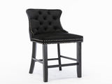 Contemporary Velvet Upholstered Barstools with Button Tufted Decoration and Wooden Legs, and Chrome W1143P177253