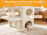 Beige 33.5" Multi-Level Cat Tree with 2-Tier Condo, Sisal Scratching Posts & Anti-Toppling Device 31785454