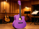 Purple 41-inch Dreadnought barrel-shaped cutaway acoustic guitar with pick, strings, capo, gig bag, 39878185