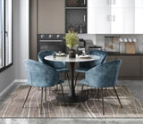 Teal Velvet Fabric Upholstery Side Chairs 2pc Set Black Metal Legs Modern Home Furniture B011P243658
