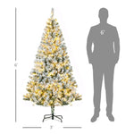 ZUN Christmas Trees, with Snow Frosted Branches, Warm White LED Lights 63176633