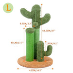 ZUN Cat Scratching Post Cactus Cat Scratcher Featuring with 3 Scratching Poles and Interactive Dangling 56580340