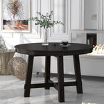 ZUN Farmhouse Round Extendable Dining Table with 16" Leaf Wood Kitchen Table 39854216