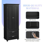 ZUN Tall Storage Cabinet with Two Drawers for Bathroom/Office, Black WF299284AAB