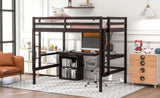 ZUN Full size Loft Bed with Desk and Writing Board, Wooden Loft Bed with Desk & 2 Drawers Cabinet 78996597