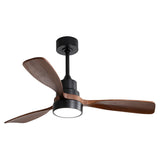 ZUN 48 Inch Low Profile Ceiling Fan DC 3 Solid Wood Fan Blade Noiseless Reversible Motor Remote Control W934P147067