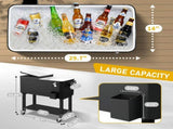 80 Quart Rolling Ice Chest, Portable Bar Drink Cooler with Catch Basin, Bottom 27940866