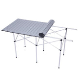 ZUN Portable Folding Lightweight Aluminum Camping Picnic Table for 4-6, Compact Roll Top Table with W2181P198219