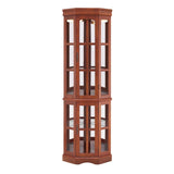 Corner Curio Cabinet with 5 Shelves and Lighting System, Walnut W1693P183978