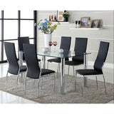 ZUN Set of 2 Padded Black Leatherette Dining Chairs in Chrome Finish B016P156843