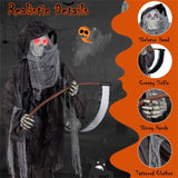 8.5ft Halloween Grim Reaper Decoration - Sound-Activated Design, Glowing Eyes, Tattered Garb & 87215514