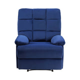 Reclining Chair Blue Velvet Upholstery Square Tufted Back Pillowtop Arms Solid Wood Furniture Modern B011P182493